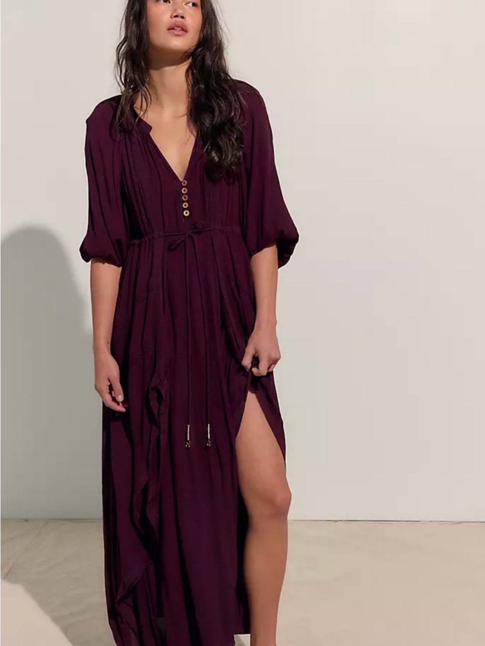 New Free People Plenty of Love maxi dress sz xs burgundy